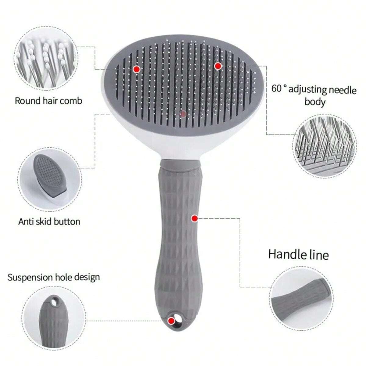 Cat Grooming Tools Cat Grooming Comb Pet Hair Removal Comb Non-Slip Stainless Steel Pet Comb