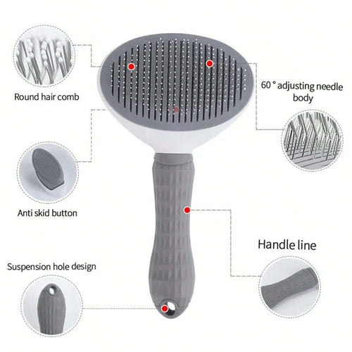 1pc Cat Grooming Brush Pet Hair Remover Comb Anti-Slip Stainless Steel Dog Brush Cat Accessory